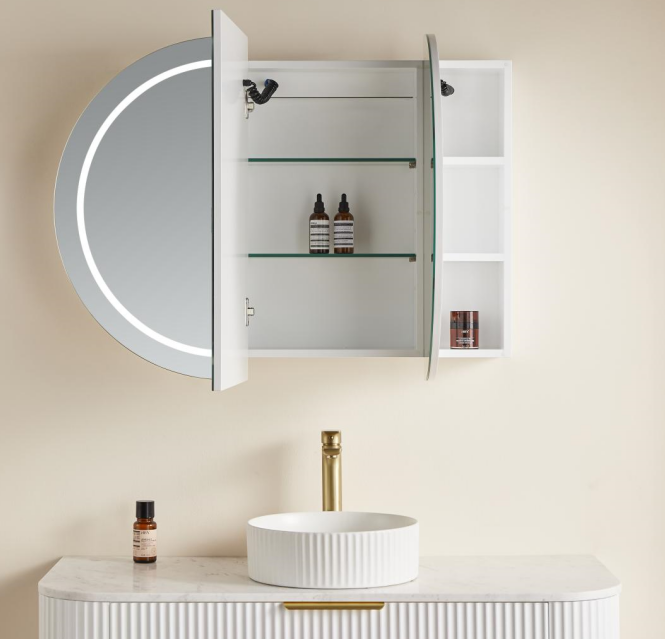Hot Sale! Olivia Matte White/Black LED Bathroom Shaving Cabinet in 900/1200/1500mm Sizes