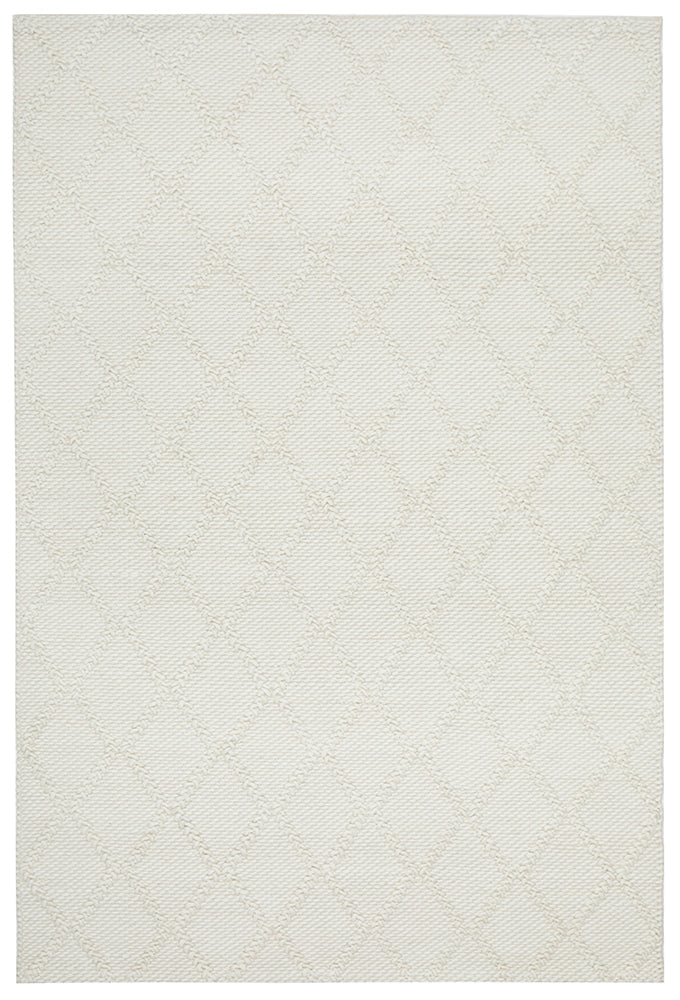 Exclusive Huxley White Wool-Polyester Flat Weave Rug for a Luxurious Home Decor