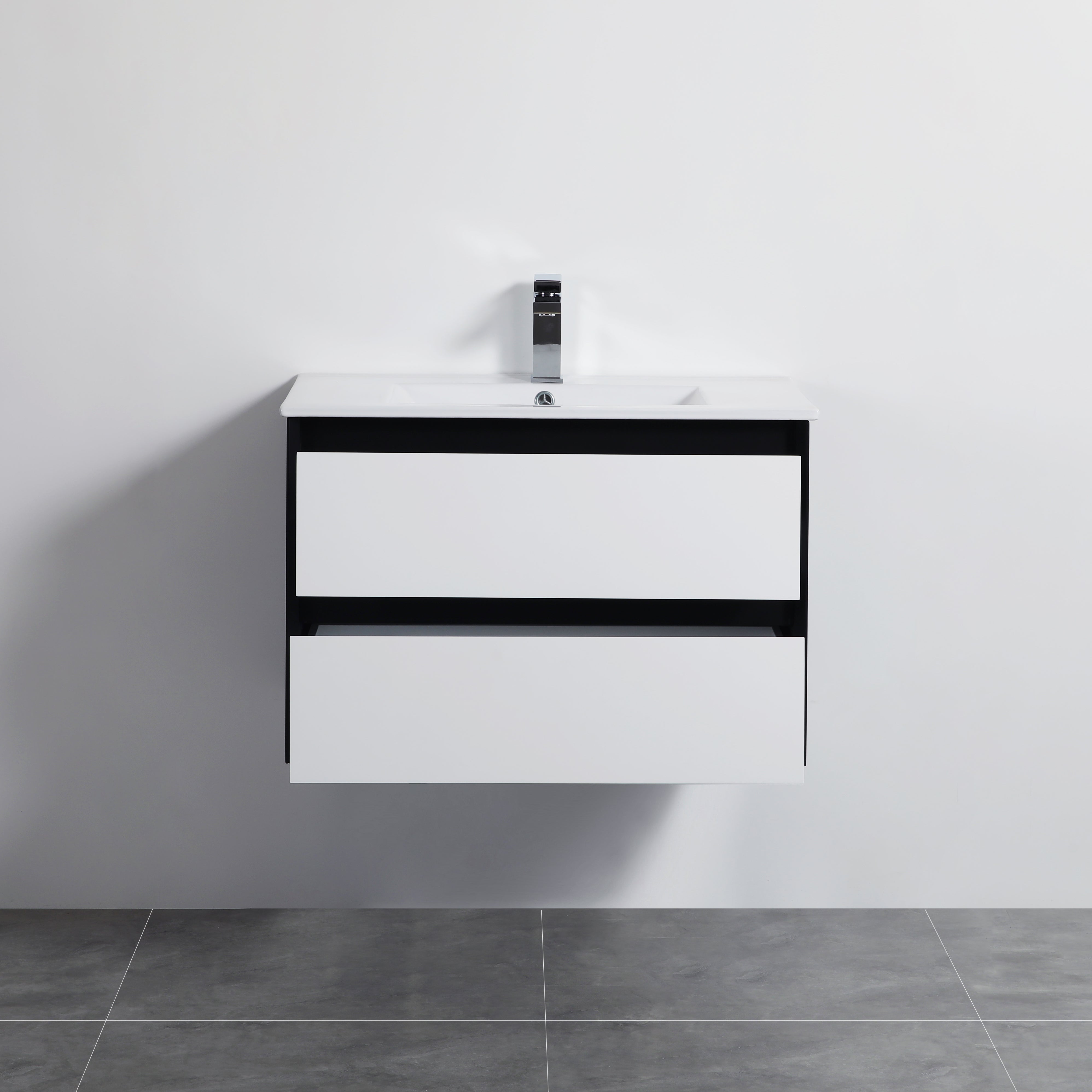 Hot Deal! Petra 600mm PVC Wall-Hung Vanity in Black & White