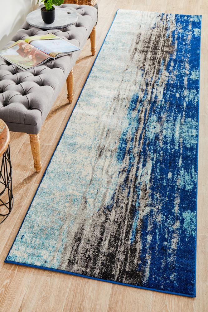 Hot! Evoke Blue Transitional Power - Loomed Runner Rug