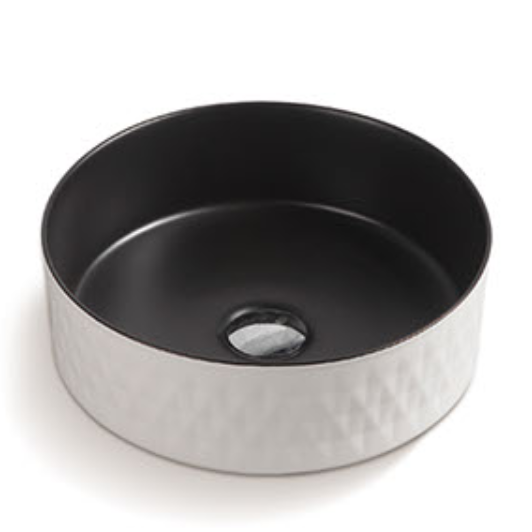 POSEIDON Round Ceramic Basin in Matte Black and White (360x360x120)