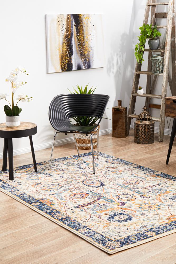 Hot Sale! Turkish-Made Evoke Peacock Ivory Transitional Polypropylene Rug