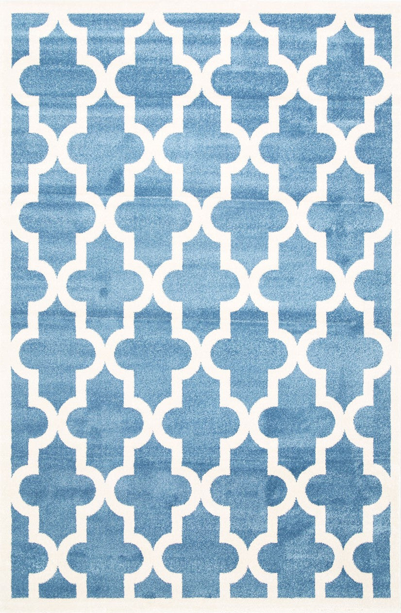 Piccolo Kids Rug with Blue and White Lattice Pattern for Endless Fun