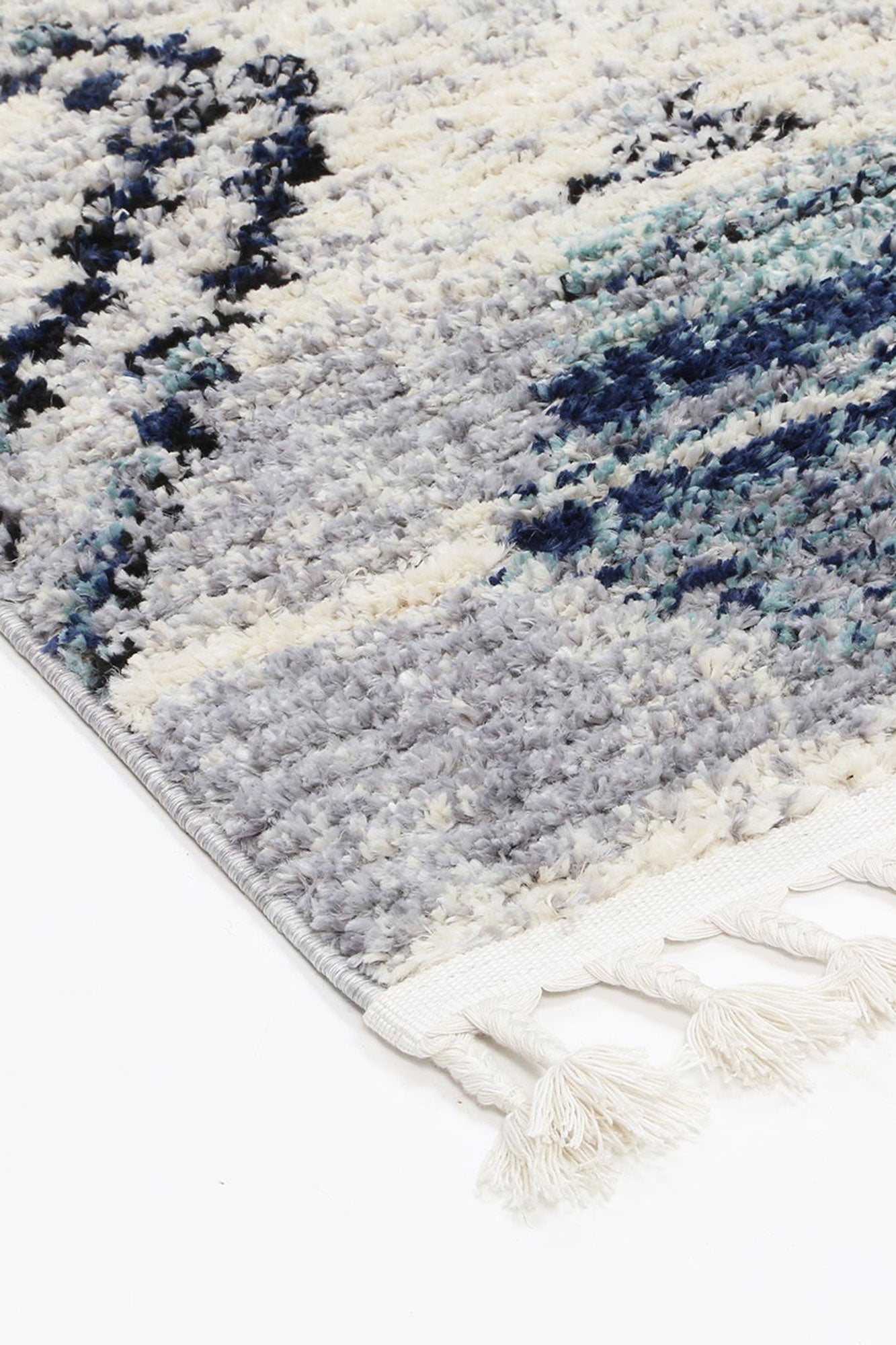 Stylish Navy Blue Geometric Diamond Rug from Myk Collection