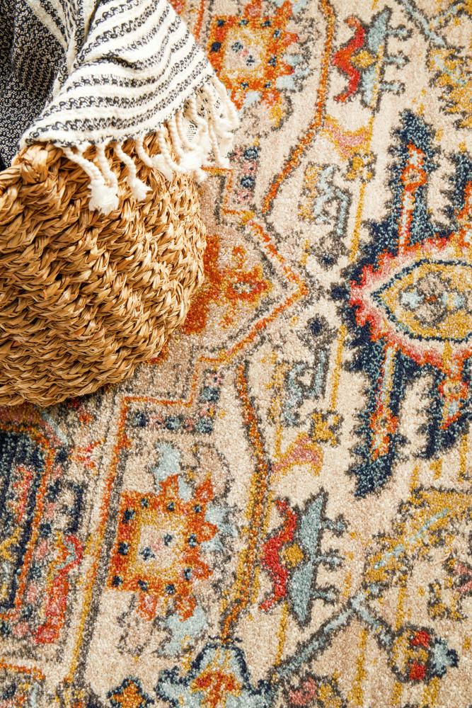 Hot Sale! Legacy Rust-Colored Round Polypropylene Rug with Faded Persian Design from Turkey