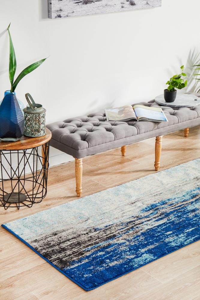 Hot! Evoke Blue Transitional Power - Loomed Runner Rug