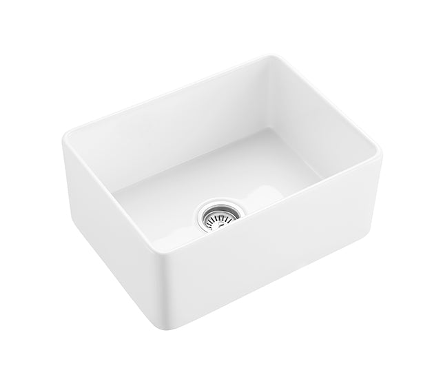 Gloss White POS Chelsea Fireclay Single Farmhouse Sink 660x451x253