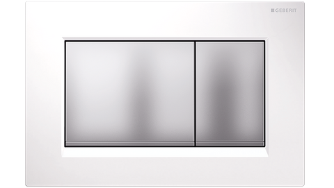 White Matte Square Push Plate with Chrome Trim for Geberit Sigma
