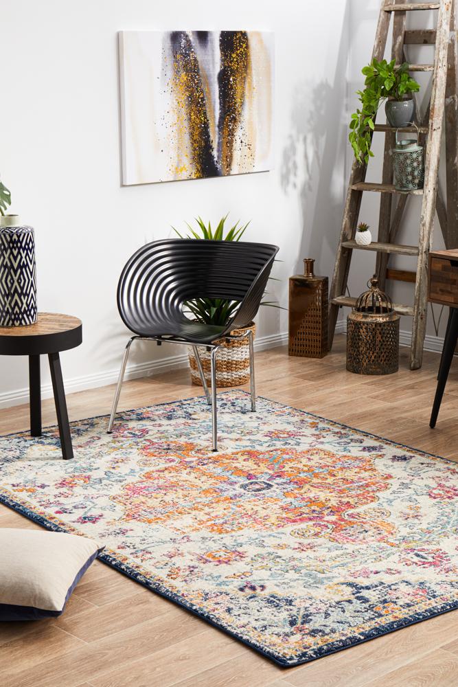 Exquisite Evoke Carnival White Transitional Power-Loomed Rug