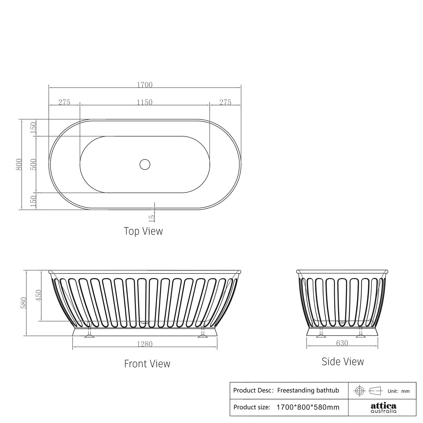 Norwich Freestanding Non-Overflow Bathtub in Premium Acrylic for Classic Bathrooms