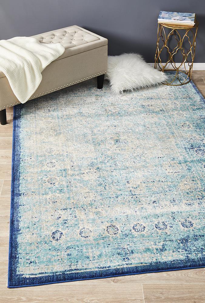 Hot Sale! Anastasia Blue Transitional Rug with Elegant Patterns by Rug Culture