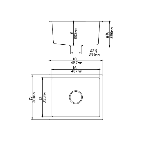 Hot Deal! Matte Black POS Quartz Undermount Single Kitchen Sink 381x457x220