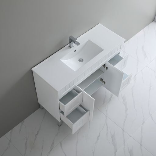 1200mm Single Bowl ACACIA PVC Shaker Floor Standing Vanity