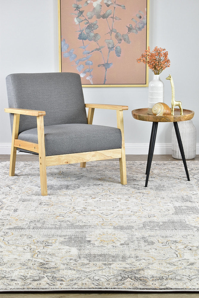 Trendy Medina Light Grey Rug 0318A with Classic Floral Design