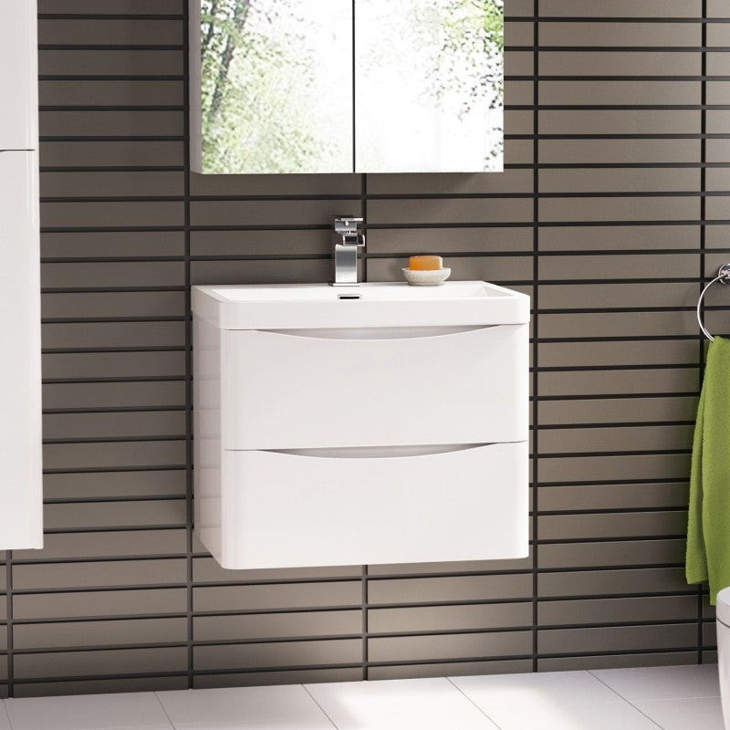 Hot! ANCONA 600mm Gloss White Wall - Hung Vanity