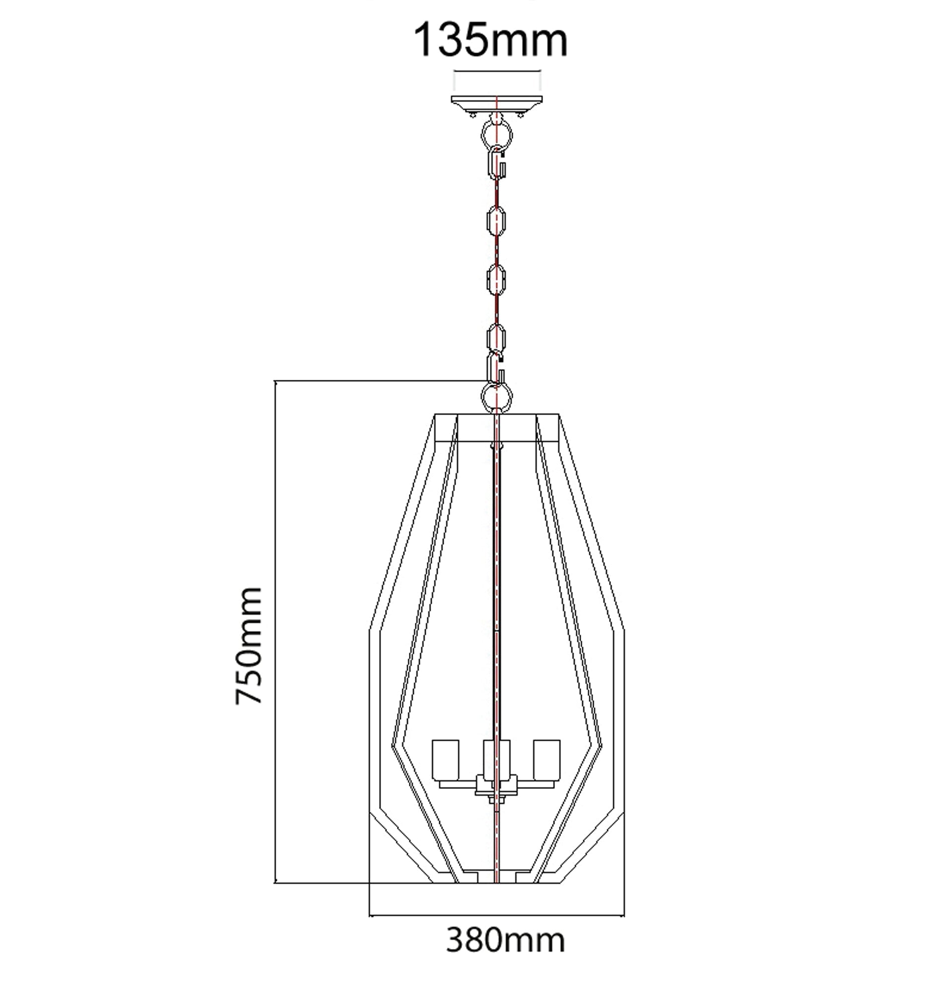 GAMBA Industrial Rustic Single Narrow Angular Cage Pendant Light - Ideal for Indoor Decor