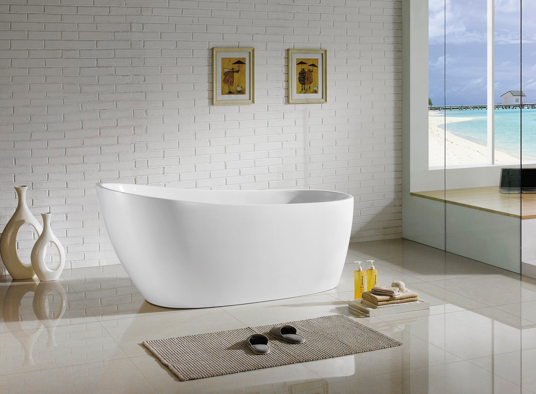 Special Offer! Hamilton 1700mm Gloss White Freestanding Sanitary Bathtub