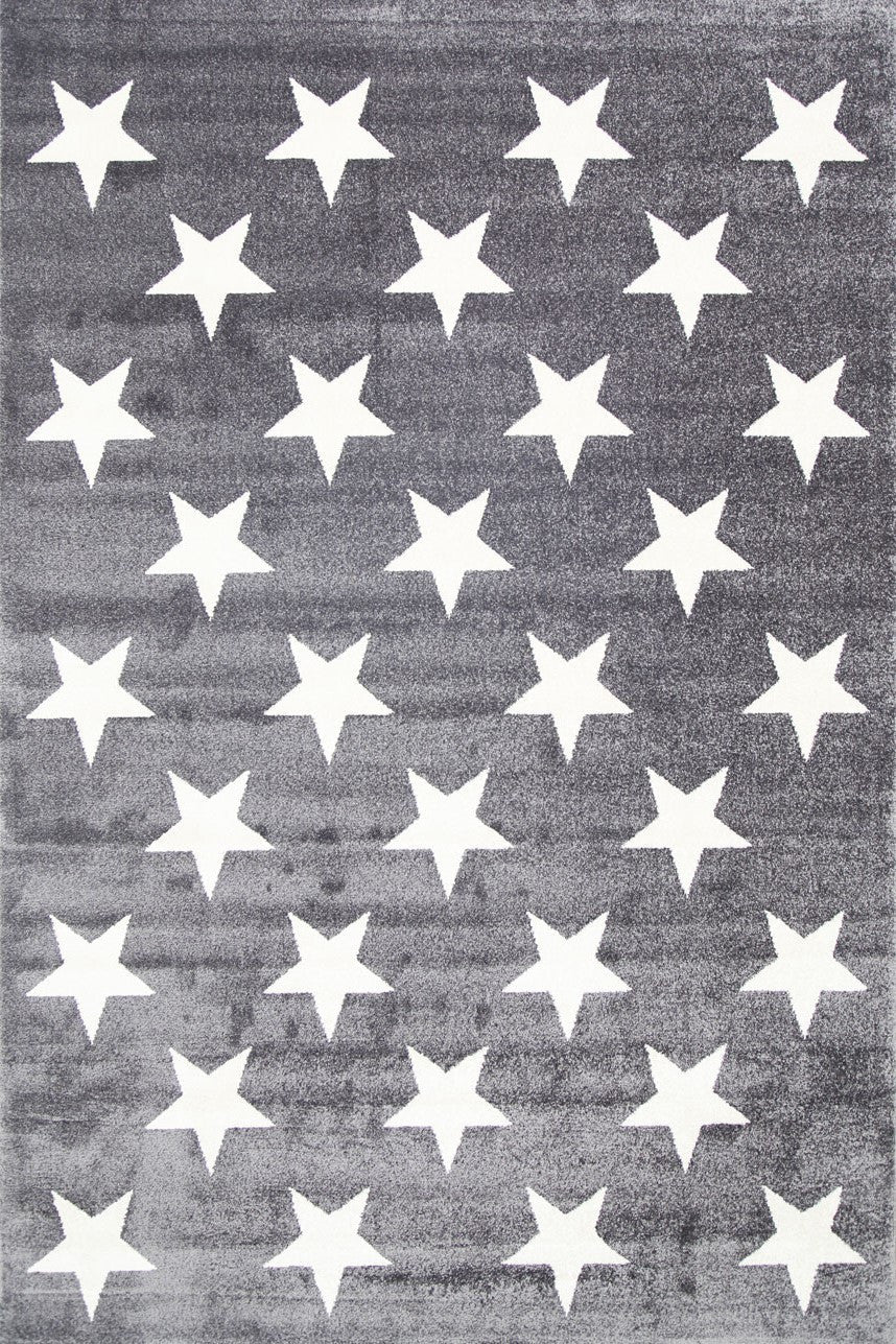 Piccolo Kids Rug: Charcoal & White Stars - Ideal for Imaginative Play