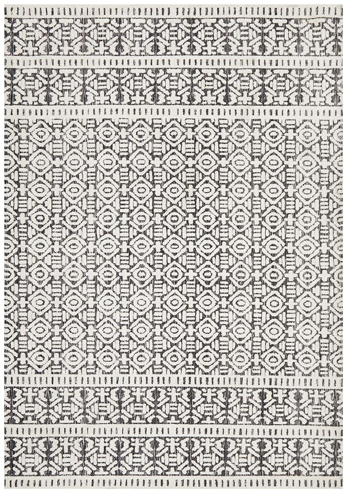 Hot Sale! Levi Adonis Transitional Ivory and Black Microfibre Polyester Rug from India