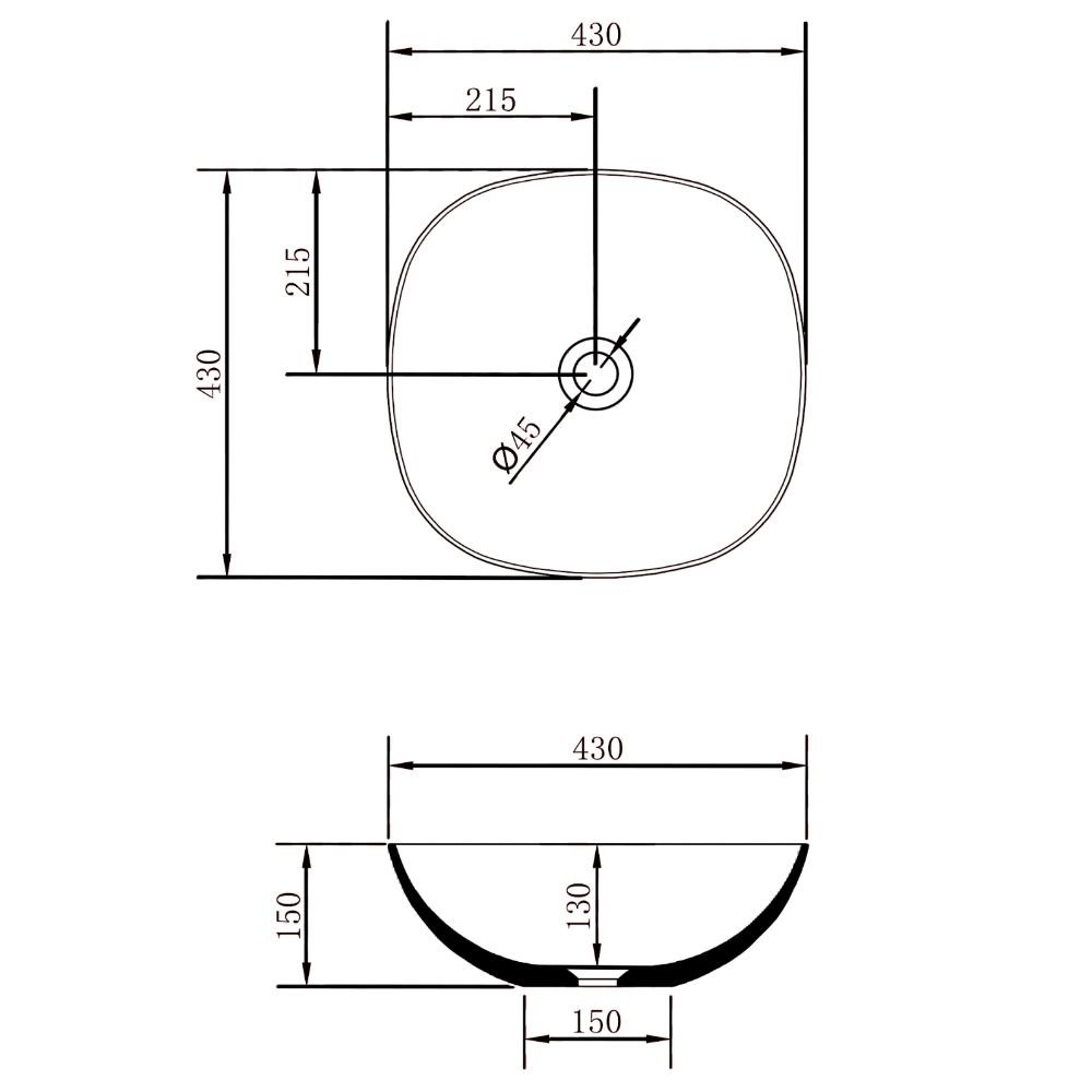 Hot Sale! POSEIDON Rectangle White Ceramic Above - Counter Basin (430x430x150 mm)