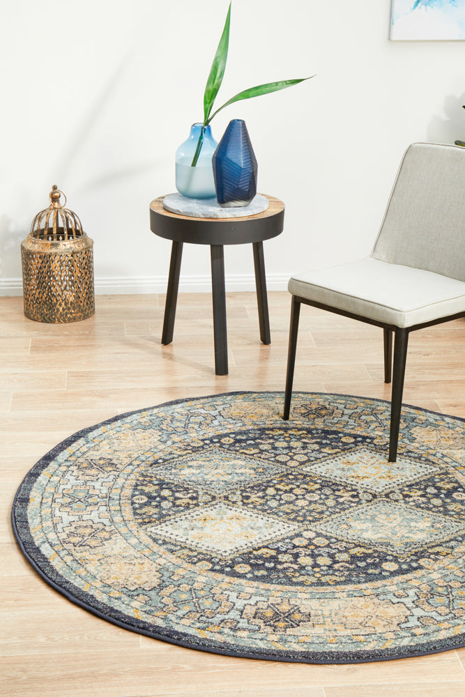 Exclusive Legacy 857 Navy Round Polypropylene Rug - Machine Woven in Turkey