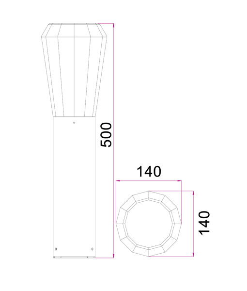 GEB LED Surface - Mounted Tapered Bollard Lights with IP54 Protection