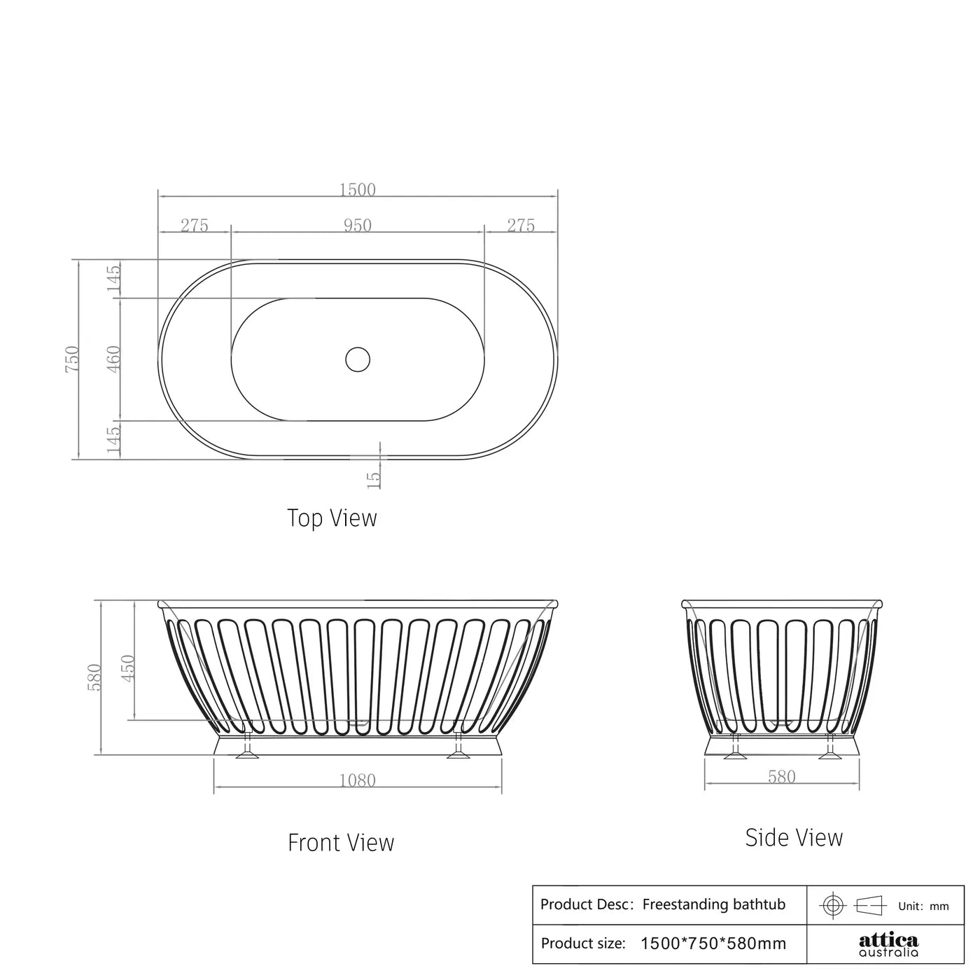Norwich Freestanding Non-Overflow Bathtub in Premium Acrylic for Classic Bathrooms