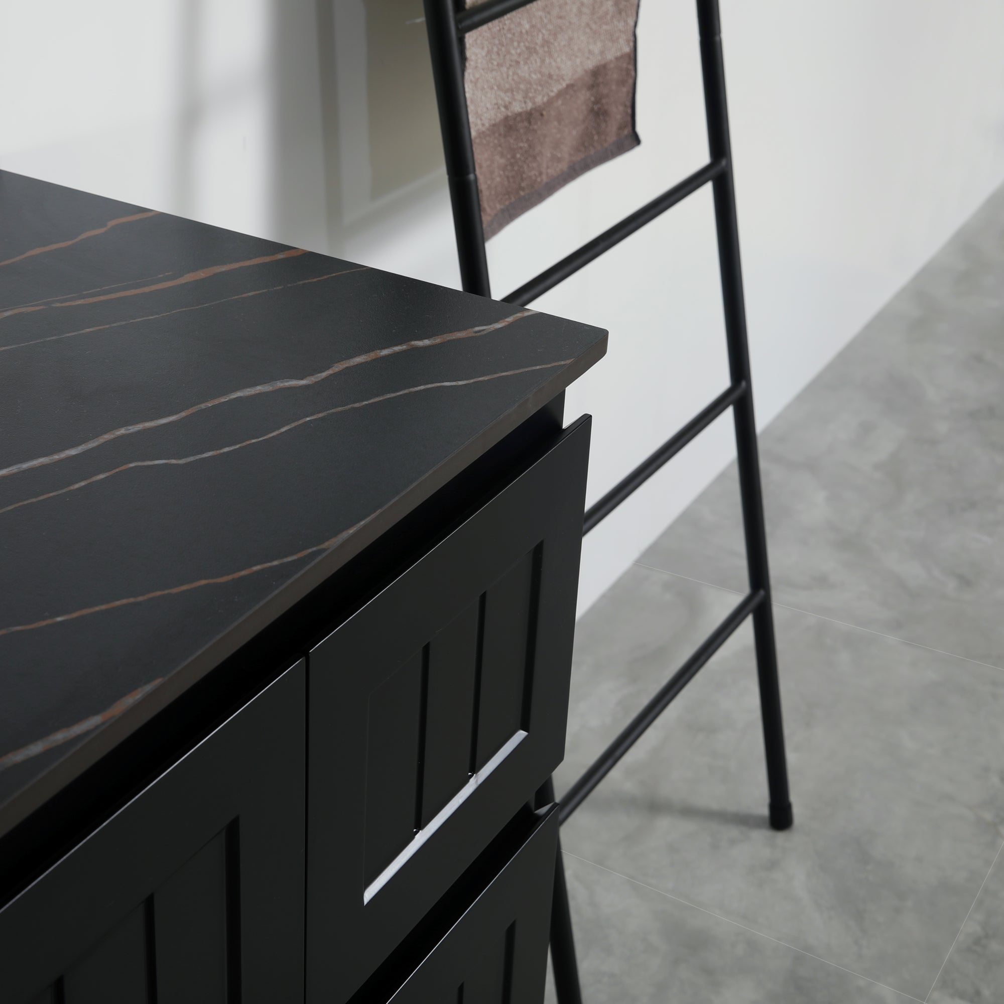 Exclusive ACACIA Shaker Single Bowl Wall-Hung PVC Vanity in Matte Black, 1200mm