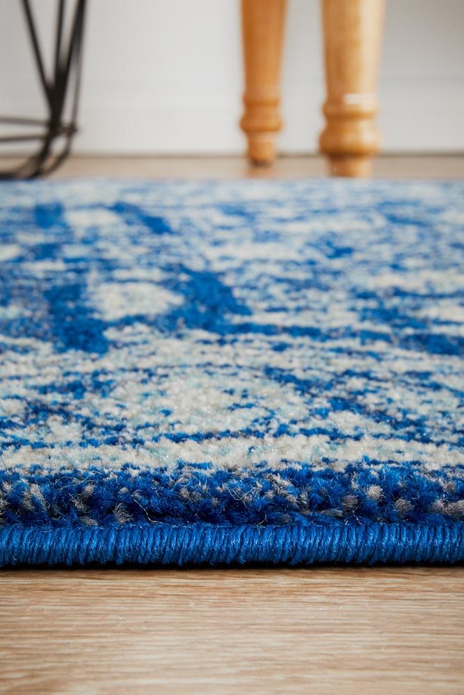 Navy Transitional Power-Loomed Runner Rug with Artisan Craftsmanship
