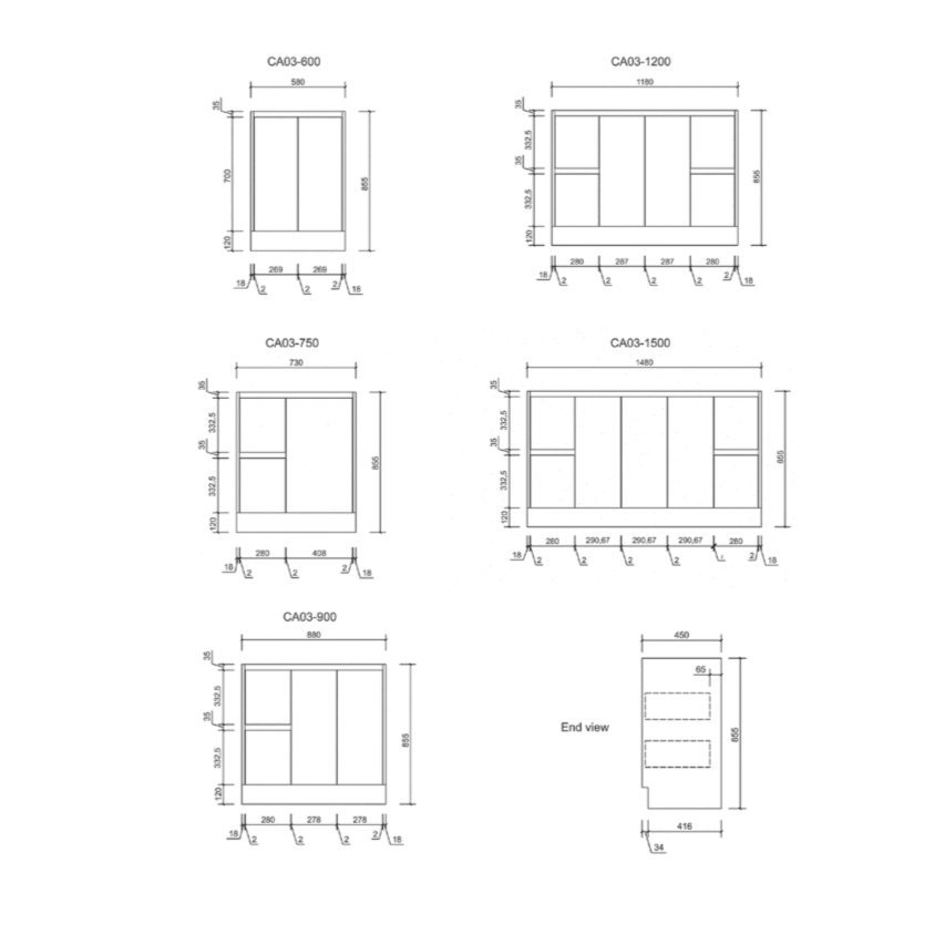 ALICE Gloss White Freestanding Vanity (All Sizes) - Ideal for Bathrooms