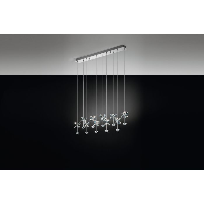 Chrome-finished Crystal PIANOPOLI Pendant Light with Subtle LEDs