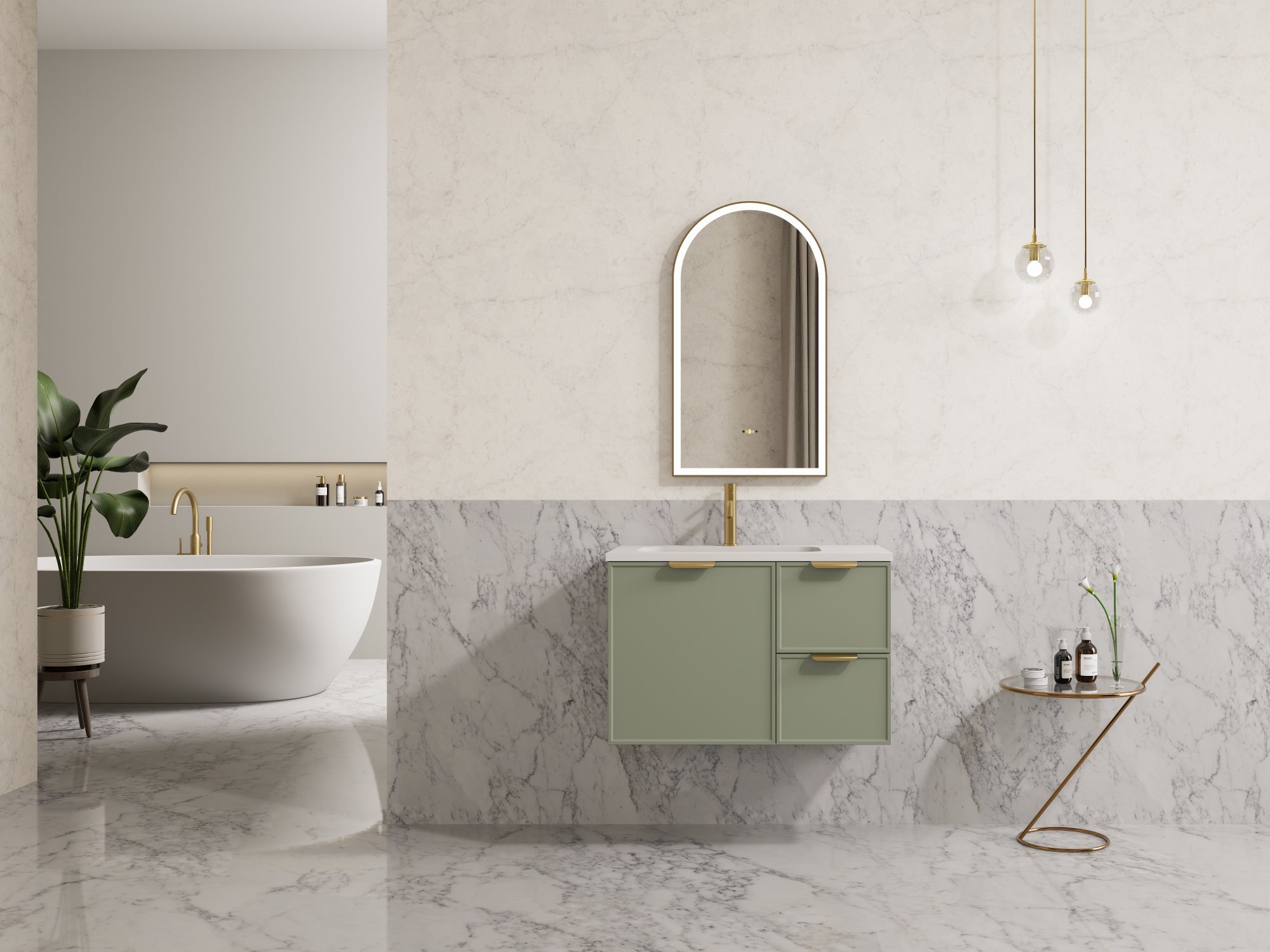 750mm Olive Green Miami Wall - Hung PVC Bathroom Cabinet