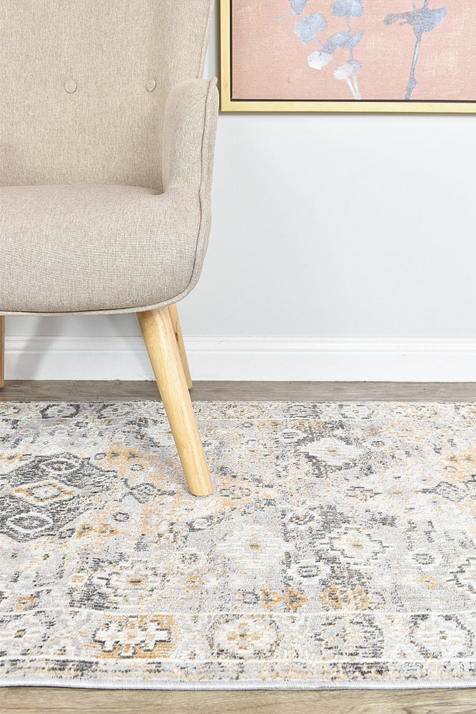Hot Sale! Medina Grey Mustard Runner Rug 0320C - A Stylish Floor Covering
