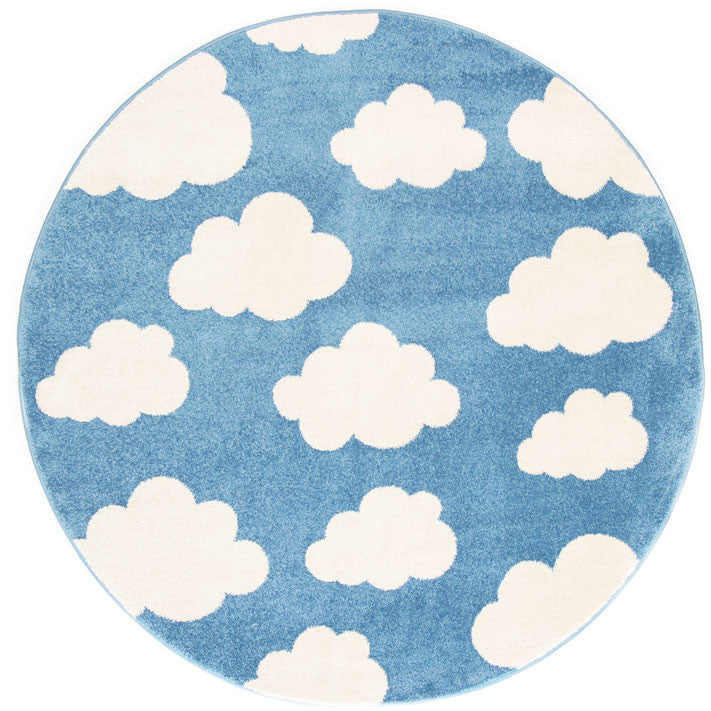 Hot Sale! Piccolo Kids Rug in Blue and White Cloud Design - Ideal for Boys, Girls, and Unisex Use