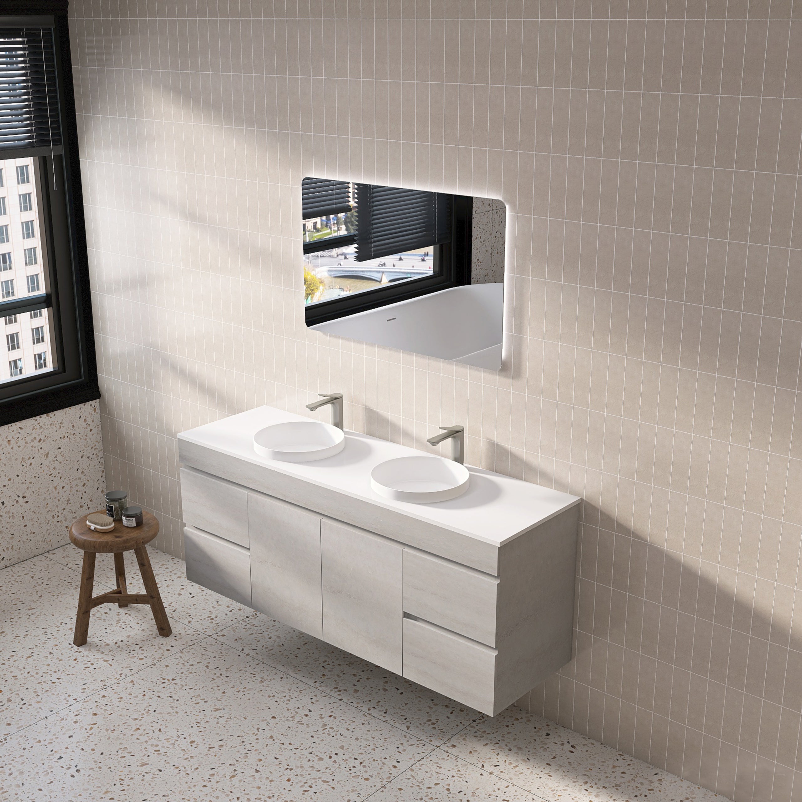 Get the Contemporary NOVA Plywood Wall - Hung Vanity in 1500mm (Single/Double Bowl) Now!