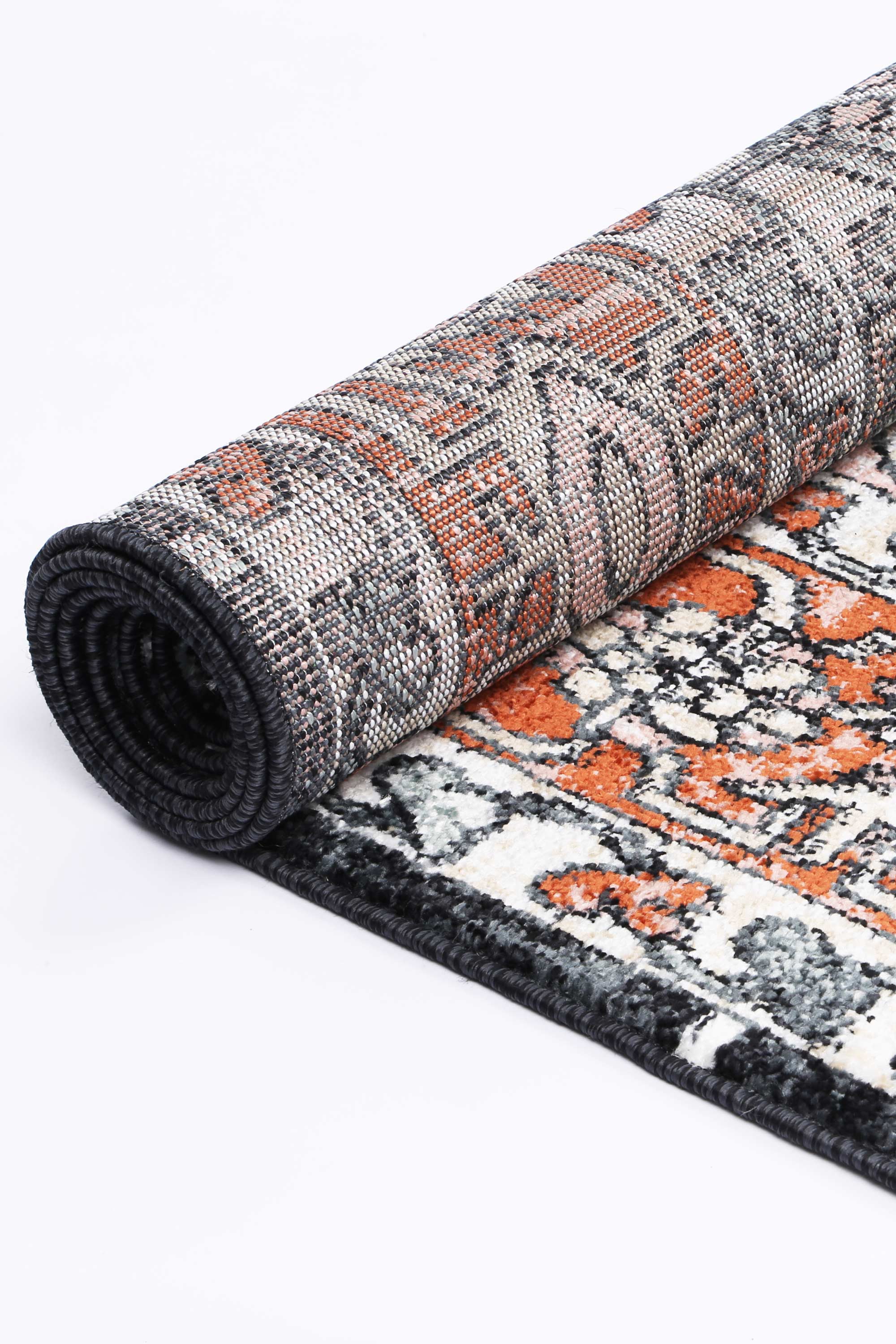 Exclusive Anatolia Traditional Terracotta and Black Polypropylene Rug for High-Traffic Areas