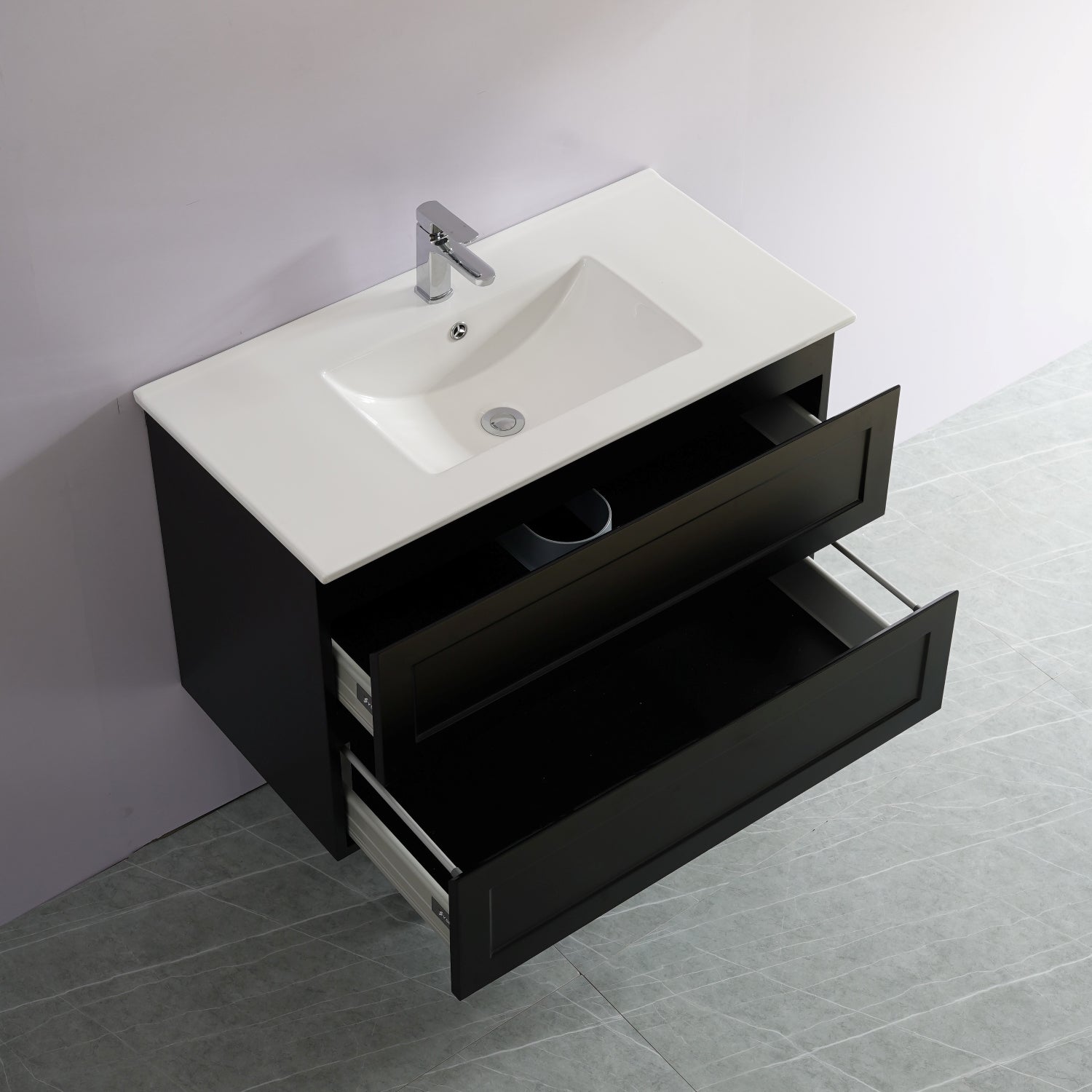 900mm Matte Black Fremantle Premium PVC Wall Hung Vanity Cabinet - A Stylish Bathroom Essential