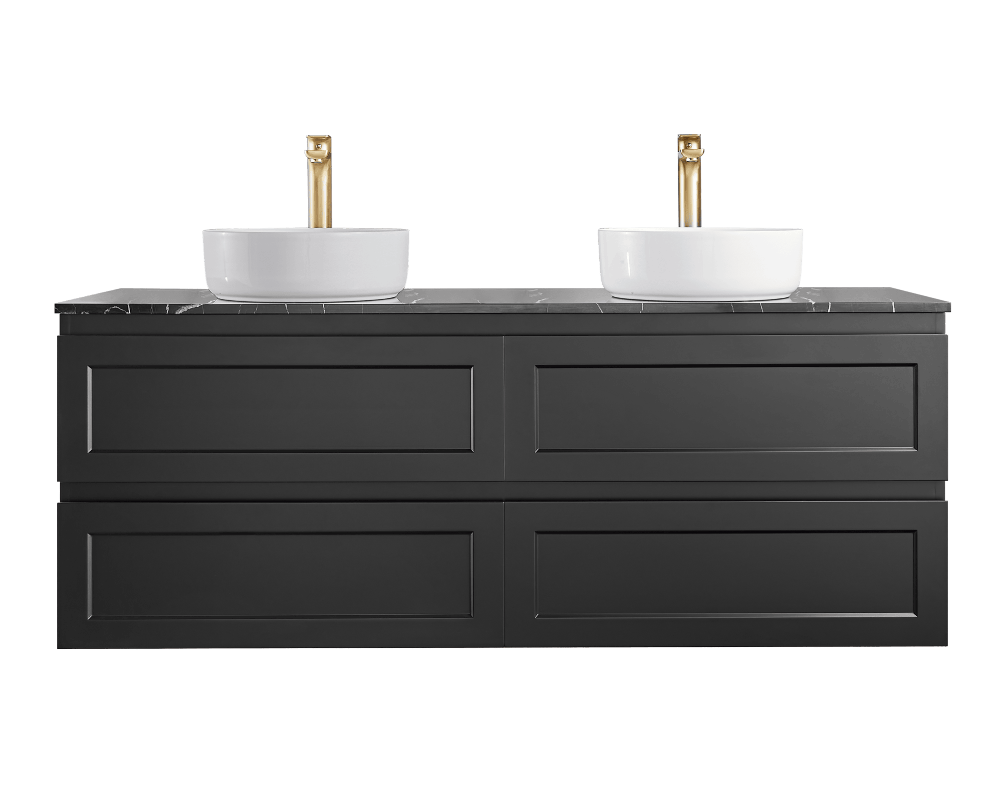 1500mm Matte Black Fremantle PVC Wall Hung Vanity Cabinet (Single/Double Bowl)