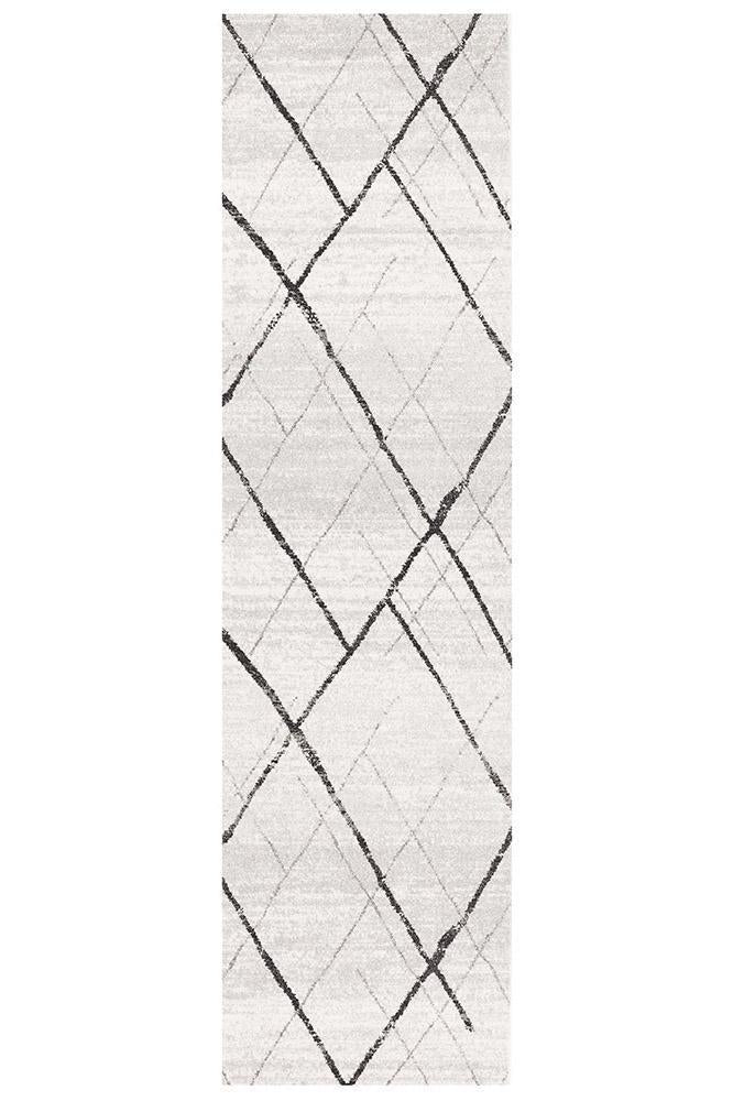 Hot Deal! Contemporary Oasis Noah Runner Rug in White and Grey Tones