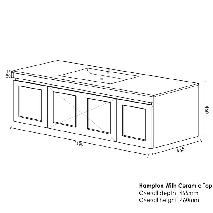 Get the Stylish Hampton Mark II 1200mm Wall - Hung Vanity in Matte White for Your Bathroom