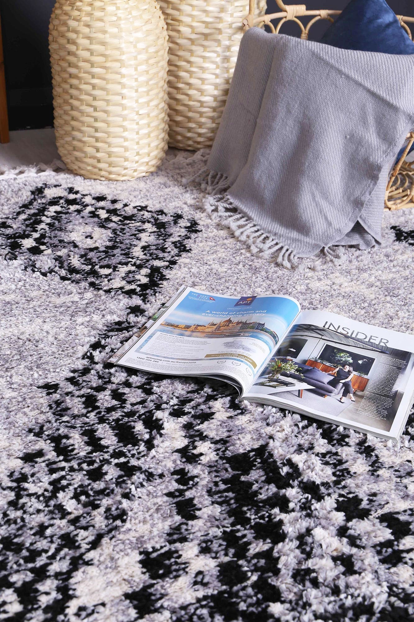 Hot! Myk Grey Boho Diamond Polypropylene Rug