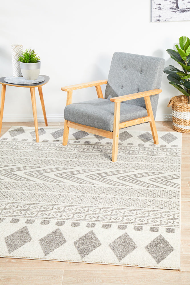 Mirage Adani Grey Rug with Modern Tribal Design - Trendy and Timeless