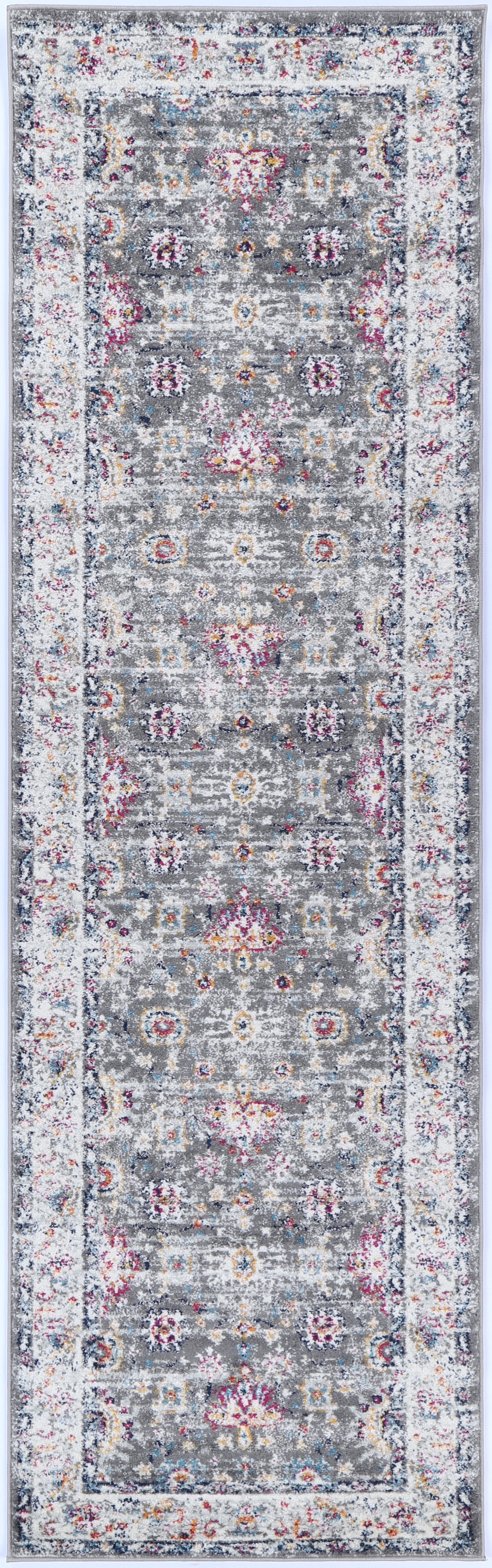 Ligures Grey Multi Traditional Rug - Trendy & Durable