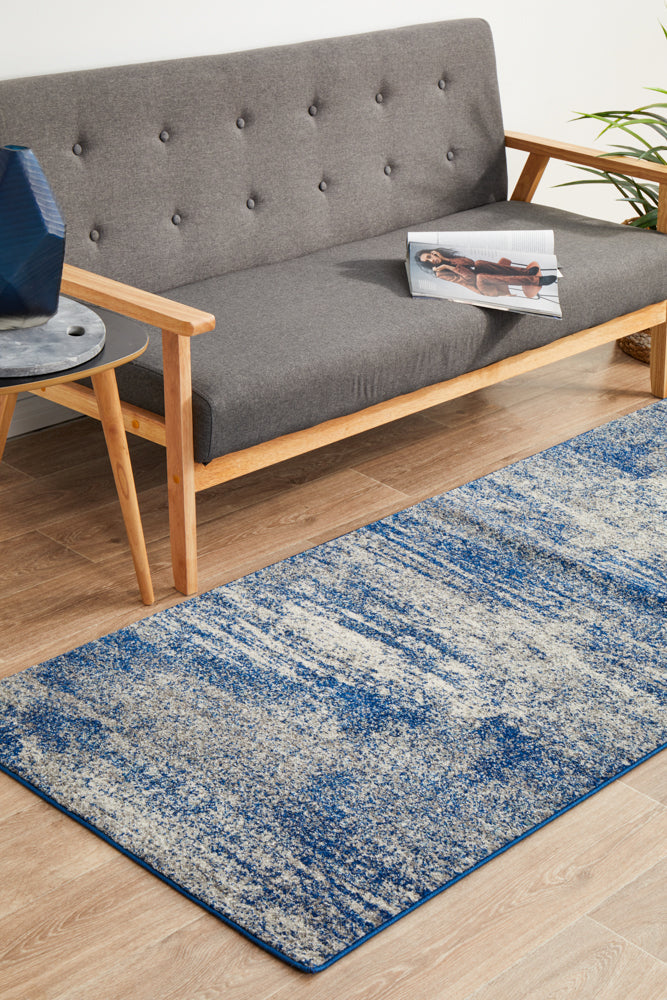 Modern Blue-Grey Mirage Casandra Dunescape Runner Rug with Timeless Design