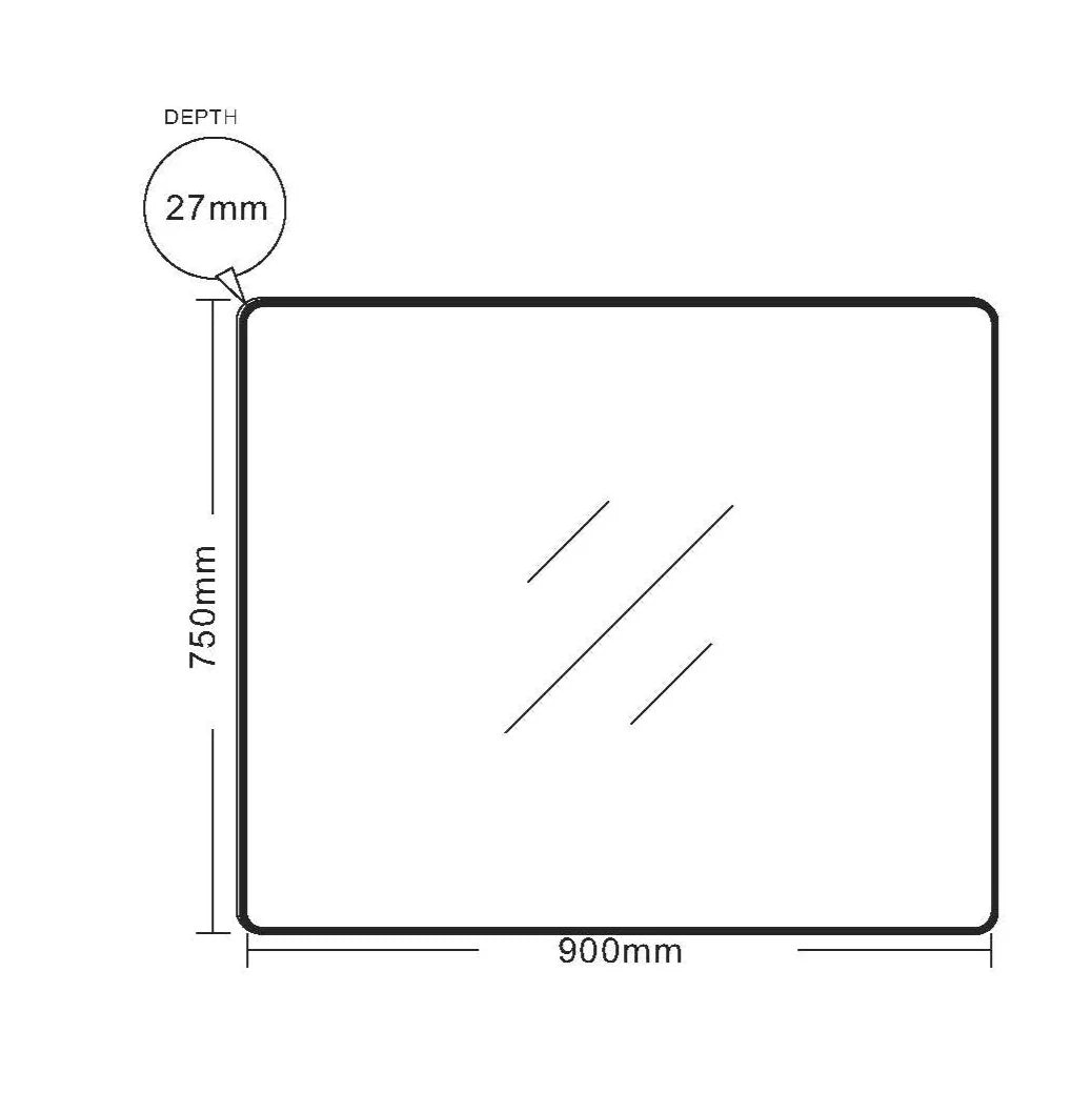 900x750mm Matte Black Aluminum Framed Contemporary Rectangular Mirror