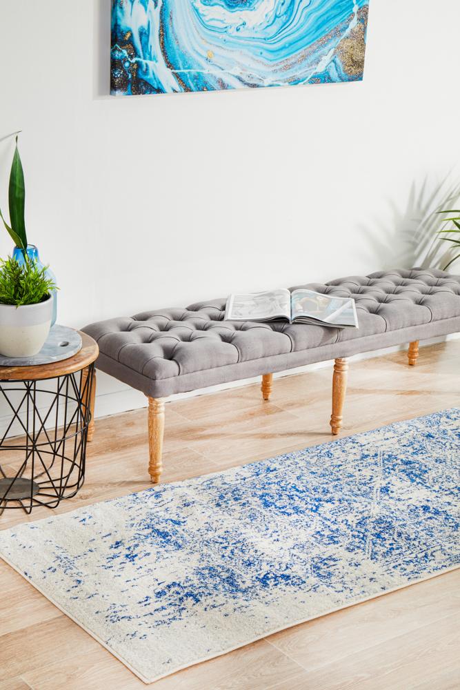 Hot! Evoke Horizon White Navy Transitional Runner Rug
