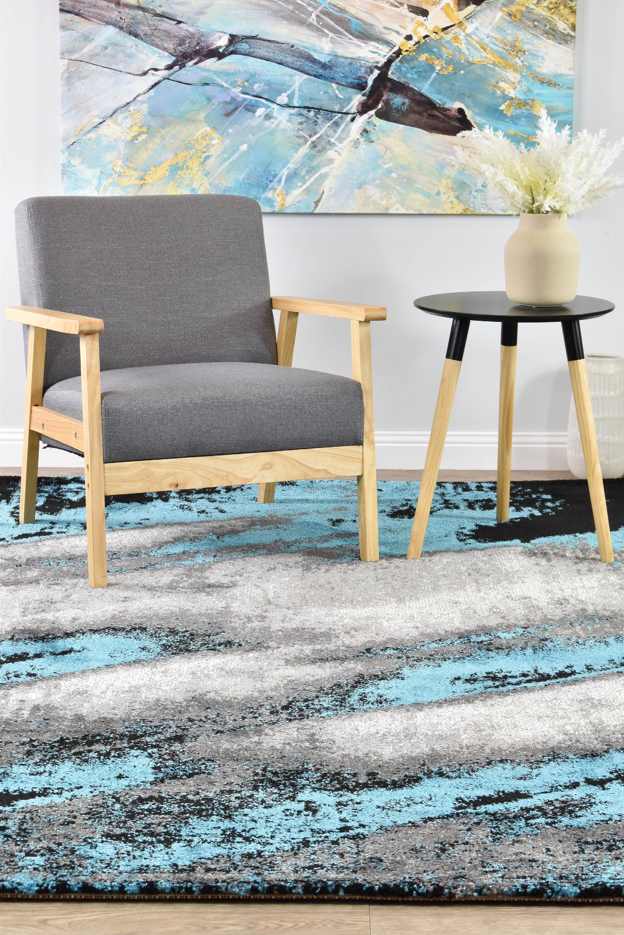 Hot Sale! Novus 98A Grey Turquoise Machine - Woven Polypropylene Rug for Home Decor