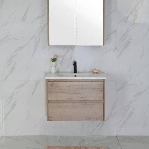 Exclusive MAX MDF Wall Hung Vanity in Natural Oak (All Sizes)