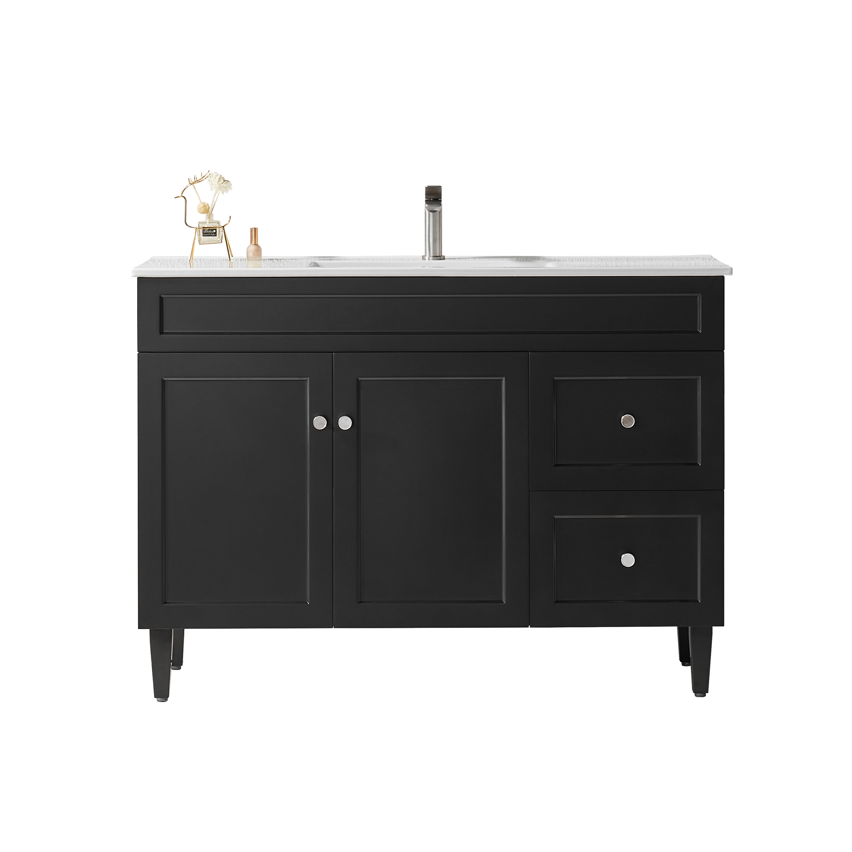 1200mm Harrington Freestanding PVC Bathroom Vanity in Matte Black (Single Bowl) - Timeless Elegance
