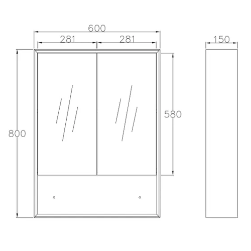 Hot Sale! MARLO 600mm Matte Black Wall - Mounted Mirror Shaving Cabinet for Modern Bathrooms